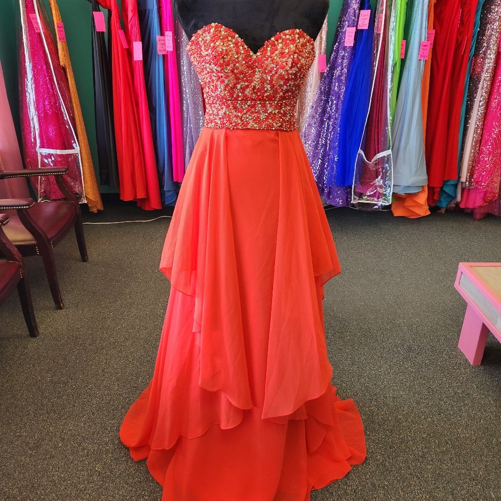 Mori Lee Red Beaded Sweetheart Prom Dress